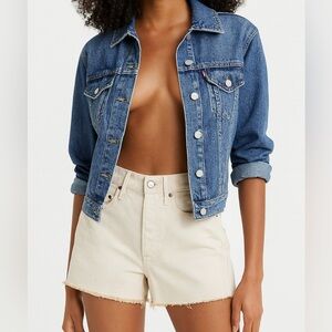 REPLAY Vintage Denim Cutoff Shorts Cream Western High Waist